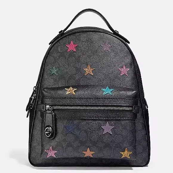 Coach Campus Backpack In Signature Canvas With Star Applique & Snakeskin Detail - Picture 2 of 16
